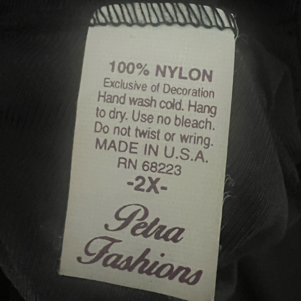 Petra Fashions Vintage Long Gown 2X Black Nylon Lace Inserts - Picture 7 of 7